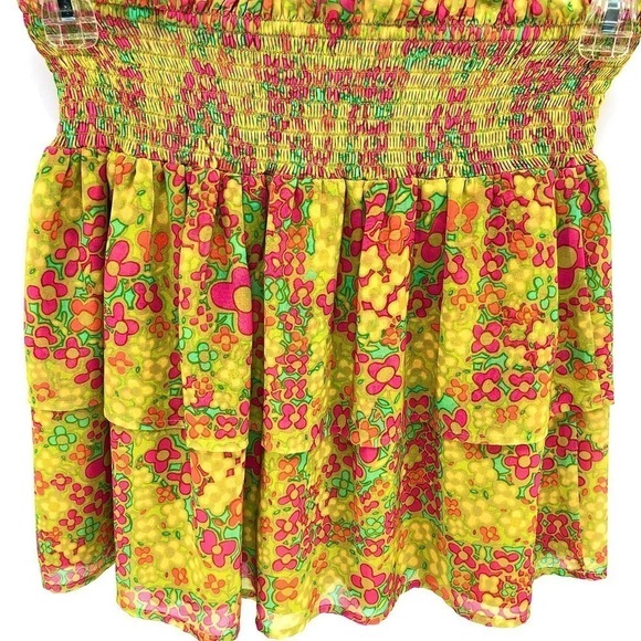 Julie Brown Sammy Tiered Ruffle Hem Smocked Waist Coordinating Mini Skirt Medium - Picture 6 of 12